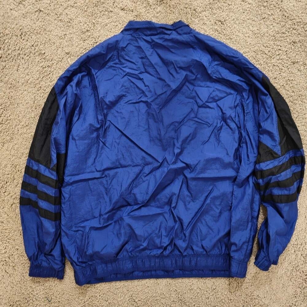 Vintage Adidas Blue and Black Quarter Zip Nylon Windbreaker Jacket XL - Picture 4 of 7